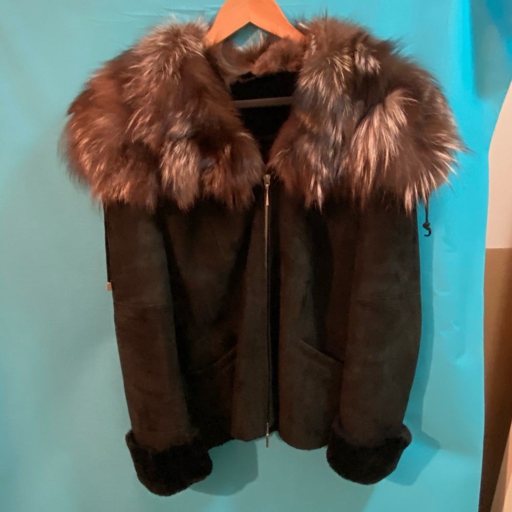 Italian fur trim shearing jacket